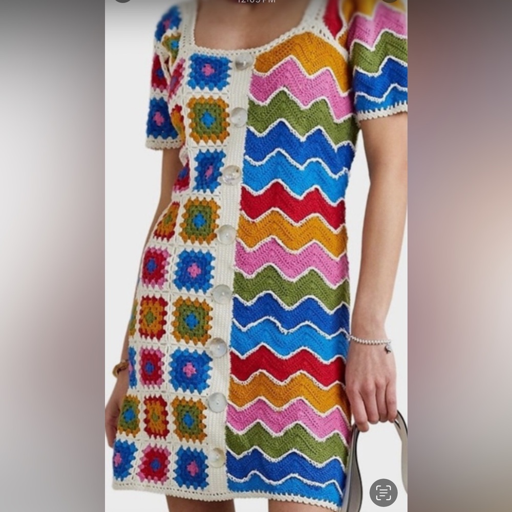 FARM Rio Colorful Crochet Midi Dress